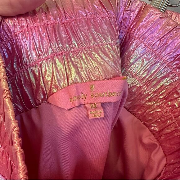 Simply Southern Metallic Pink Athletic Shorts with Elastic Waistband - Picture 5 of 5